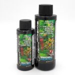 Two black bottles of Brightwell Aquatics MicroBacter Start XLF aquarium product, labeled for cycling freshwater aquaria, stand side by side on a white background. The left bottle is 60 ml, and the right bottle is 125 ml.