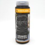 A black container with a yellow label that reads 0% additives, artificial colors or byproducts and features a detailed ingredients and nutrition information list on the side.