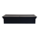 A black rectangular plastic storage container with a flat lid, front view against a white background, featuring the sleek design of the SEAPORA MONARCH CANOPY.