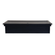 A black rectangular plastic storage container with a flat lid, front view against a white background, featuring the sleek design of the SEAPORA MONARCH CANOPY.