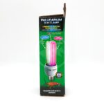 A box for a Paludarium 3-in-1 Lamp, showing a bulb with blue, white, and pink light, labeled for UVB, flora, and ultra sunlight. The box also features a lizard and mentions 26 watts and Complete instructions enclosed.