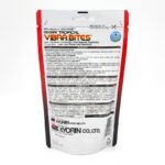 Back of a Hikari Tropical Vibra Bites fish food package, featuring product information, feeding directions, ingredients, guaranteed analysis, manufacturer details, and a barcode on a white background.