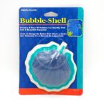 A packaged Penn-Plax Bubble-Shell aquarium accessory, shaped like a clam shell, designed to create bubbles for fish tanks. The package is blue with yellow and white text and features an image of an aquarium.
