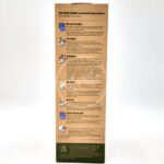 Brown cardboard packaging displaying a vertical list of aquarium filter media options, each with a small image, name, and description. The list includes foams, pure walnut, deionizator, and other filter types.