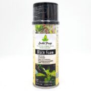 A can of Josh’s Frogs Vivarium & Pond Build Foam Sealant, labeled Black Foam. The label highlights its use for vivariums, paludarium backgrounds, ponds, and waterfalls. The can has plant images on it.