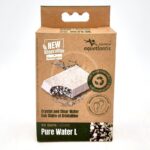 A brown cardboard box labeled AQUATLANTIS B-BOX CARTRIDGE L: new generation filter cartridges that are ecological, biodegradable, and compostable. Suitable for aquariums, each cartridge lasts 30 days.