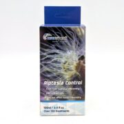 A box of Maxspect Aiptasia Control, featuring an image of a sea anemone. The box claims to eliminate aiptasia efficiently, is reef safe, does not affect water chemistry, and contains 100ml for over 150 treatments.