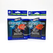 Two boxes of Fritz Maracyn Two medication for freshwater and saltwater fish, showing an 8-pack and a 24-pack.